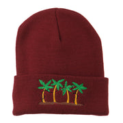 Palm Trees Christmas Lights Embroidered Beanie