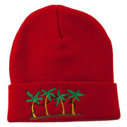 Palm Trees Christmas Lights Embroidered Beanie