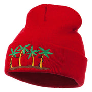 Palm Trees Christmas Lights Embroidered Beanie