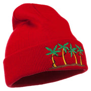 Palm Trees Christmas Lights Embroidered Beanie