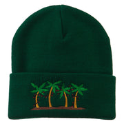 Palm Trees Christmas Lights Embroidered Beanie