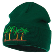 Palm Trees Christmas Lights Embroidered Beanie