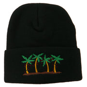 Palm Trees Christmas Lights Embroidered Beanie