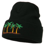 Palm Trees Christmas Lights Embroidered Beanie