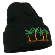 Palm Trees Christmas Lights Embroidered Beanie