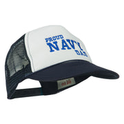 Proud Navy Dad Embroidered Foam Mesh Cap