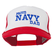 Proud Navy Dad Embroidered Foam Mesh Cap