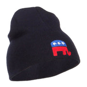 Republican Elephant USA Embroidered Short Beanie