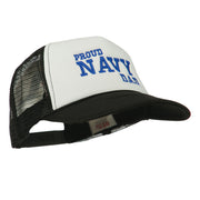 Proud Navy Dad Embroidered Foam Mesh Cap