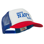 Proud Navy Dad Embroidered Foam Mesh Cap