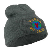 Peace on Earth Embroidered Beanie