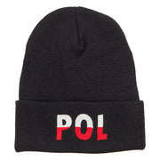 Poland POL Flag Embroidered Long Beanie