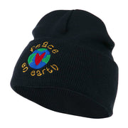 Peace on Earth Embroidered Beanie