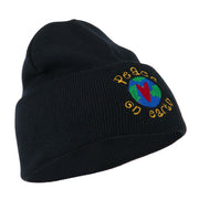 Peace on Earth Embroidered Beanie