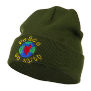 Peace on Earth Embroidered Beanie