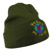 Peace on Earth Embroidered Beanie