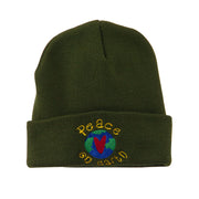 Peace on Earth Embroidered Beanie