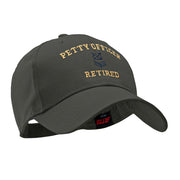 Petty Officer Retired Embroidered Solid Cotton Twill Low Profile Strap Cap