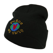 Peace on Earth Embroidered Beanie