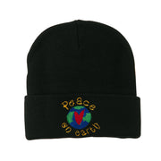 Peace on Earth Embroidered Beanie