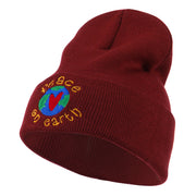 Peace on Earth Embroidered Beanie