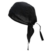 Flaming Billiard Ball Embroidered Cotton Poplin Biker Style Head Wrap - Black OSFM