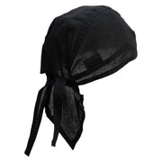 Flaming Billiard Ball Embroidered Cotton Poplin Biker Style Head Wrap - Black OSFM
