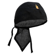 Flaming Billiard Ball Embroidered Cotton Poplin Biker Style Head Wrap - Black OSFM