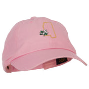 Mississippi Magnolia with Map Embroidered Unstructured Washed Cap