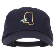 Mississippi Magnolia with Map Embroidered Unstructured Washed Cap