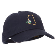 Mississippi Magnolia with Map Embroidered Unstructured Washed Cap