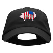 Patriotic Pig Embroidered Low Profile Dyed Cotton Twill Cap