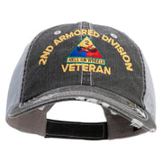 U.S. Army 2nd Armored Division Embroidered Low Profile Special Cotton Mesh Cap - Black OSFM