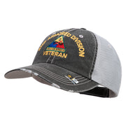 U.S. Army 2nd Armored Division Embroidered Low Profile Special Cotton Mesh Cap - Black OSFM