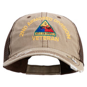 U.S. Army 2nd Armored Division Embroidered Low Profile Special Cotton Mesh Cap - khaki-brown OSFM