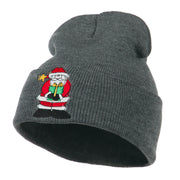 Santa Claus holding a Present Embroidered Beanie