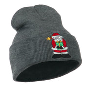 Santa Claus holding a Present Embroidered Beanie