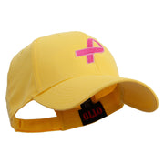 Breast Cancer Hot Pink Ribbon Embroidered 5 Panel Cap