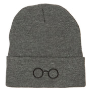 Perfect Round Eyeglasses Embroidered Long Beanie