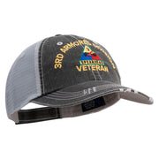 U.S. Army 3rd Armored Division Embroidered Low Profile Special Cotton Mesh Cap - Black OSFM