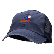 Texas Boot Embroidered Low Profile Special Cotton Mesh Cap