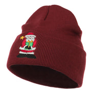 Santa Claus holding a Present Embroidered Beanie