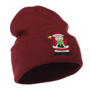 Santa Claus holding a Present Embroidered Beanie