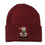 Santa Claus holding a Present Embroidered Beanie