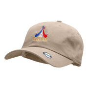 Red White And Paris Embroidered Washed Cap