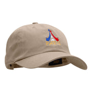 Red White And Paris Embroidered Washed Cap