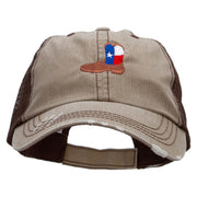 Texas Boot Embroidered Low Profile Special Cotton Mesh Cap