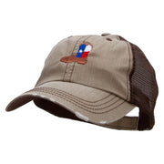 Texas Boot Embroidered Low Profile Special Cotton Mesh Cap