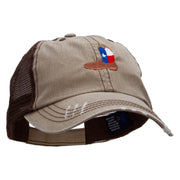 Texas Boot Embroidered Low Profile Special Cotton Mesh Cap