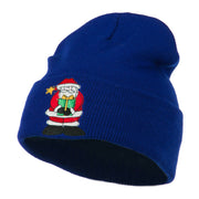 Santa Claus holding a Present Embroidered Beanie